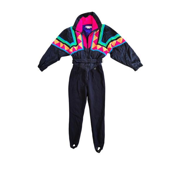Vintage Obermeyer "Hocus Pocus" Neon Retro Ski Suit Women's Size 8 80s 90s - Picture 1 of 8